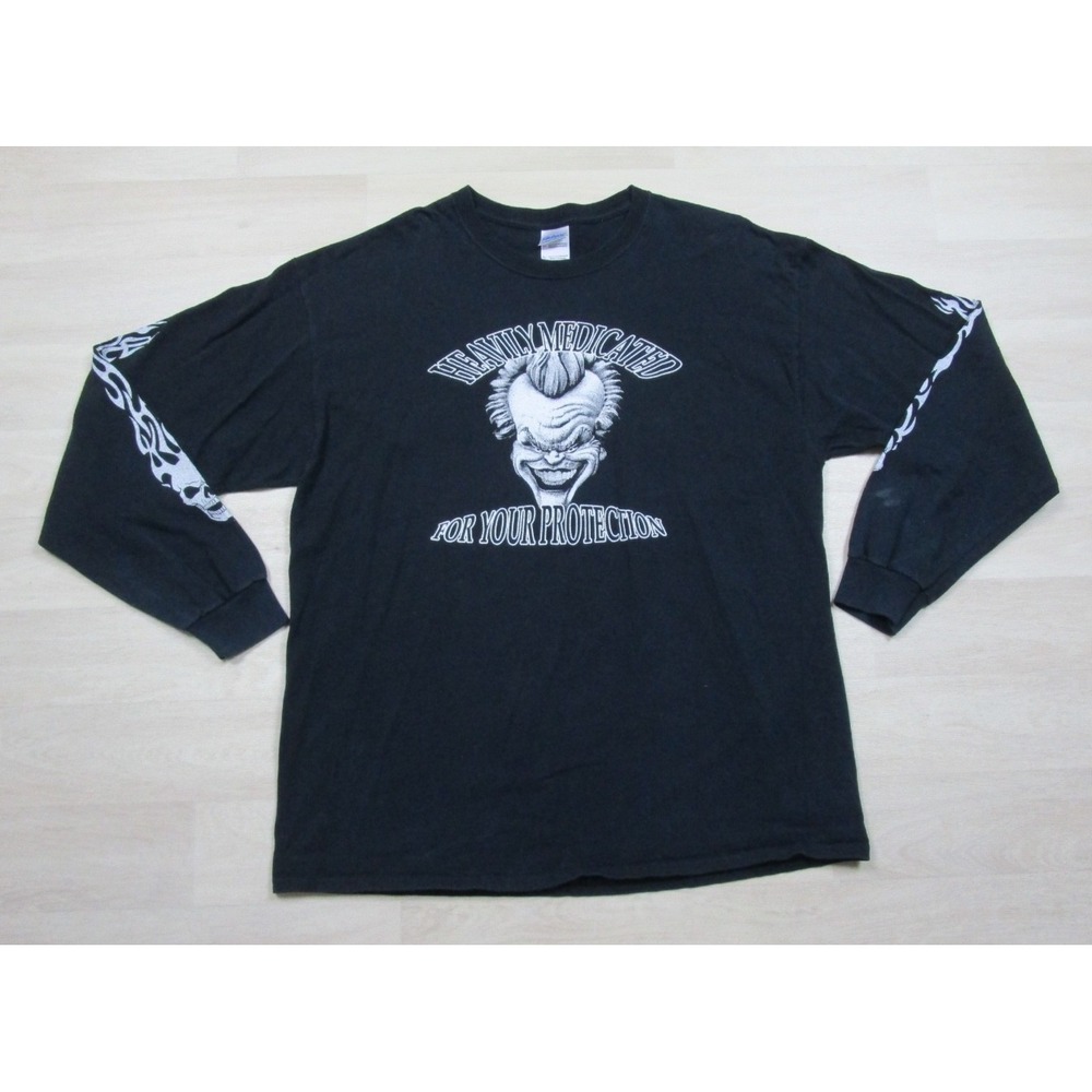 Vintage Y2K Funny T-Shirt (XL) Heavily Medicated For Your Protection Sleeve Hit
